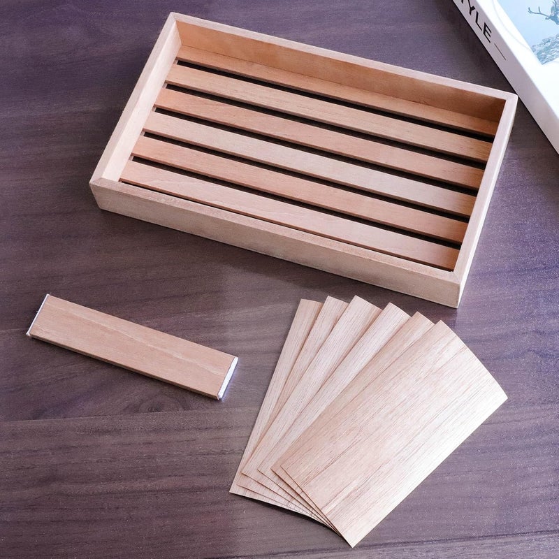 WOHO Spanish Cedar Cigar Tray with Adjustable Divider & 6 Count Sheets, Cedar Cigar Tray for Large Cigar Humidor Cabinet/Tupperdor, Cedar Wood Tray for Cigar Storage/Organization/Aging (12"X7"X1.57") - Image 3